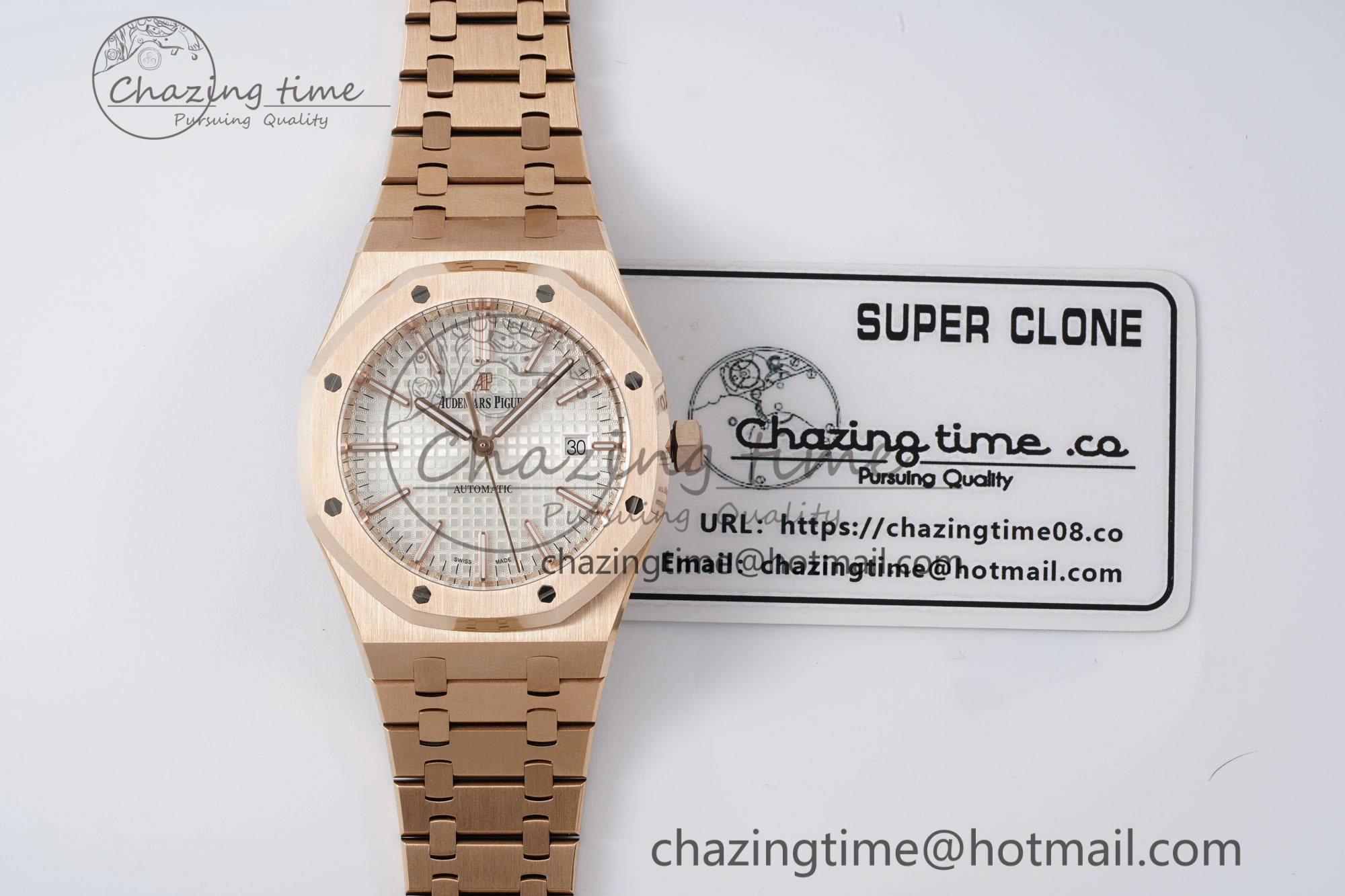 Royal Oak 41mm 15400 RG IPF 1:1 Best Edition White Textured Dial on RG Bracelet SA3120 Super Clone OdorResistant 4685