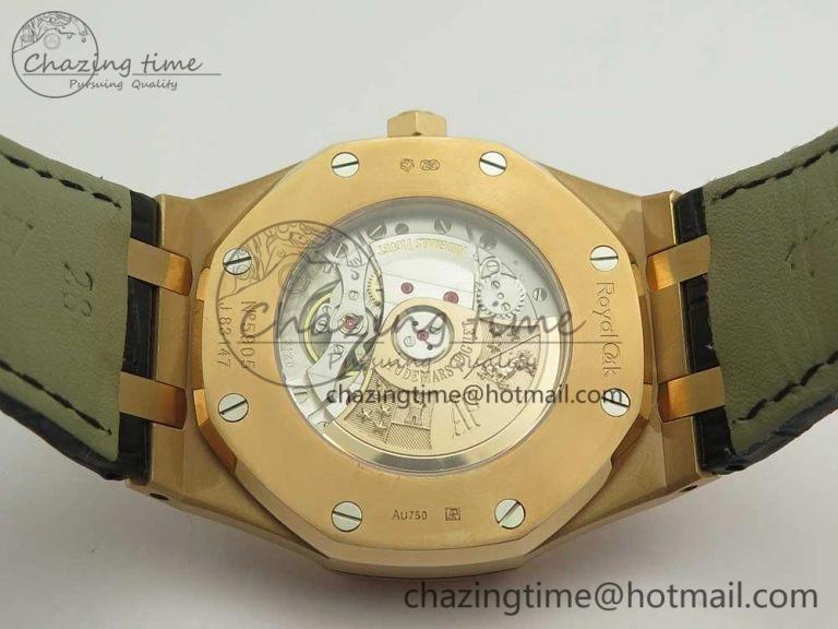 OdorResistant Royal Oak 41mm 15400 RG JF 1:1 Best Edition Black Textured Dial on Black Leather Strap A3120 V 4876