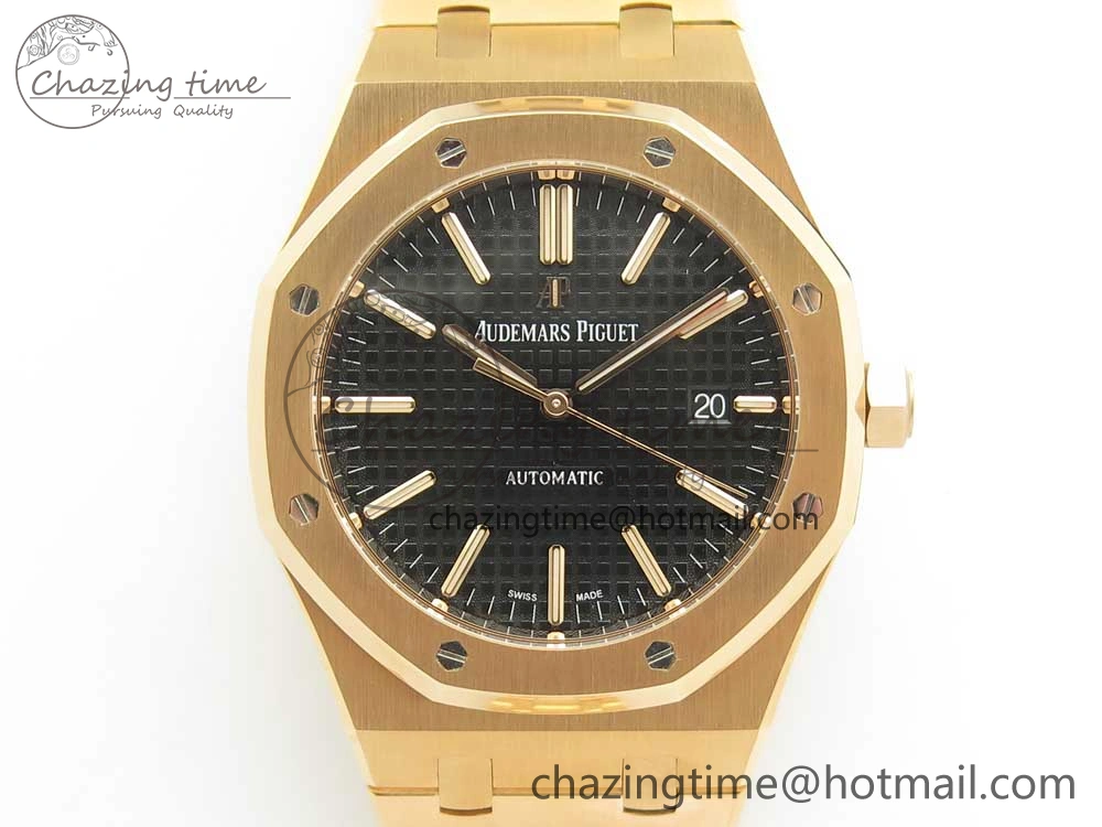 Royal Oak 41mm 15400 RG JF 1:1 Best Edition Black Textured Dial on RG Bracelet A3120 V ComfortFit 4877