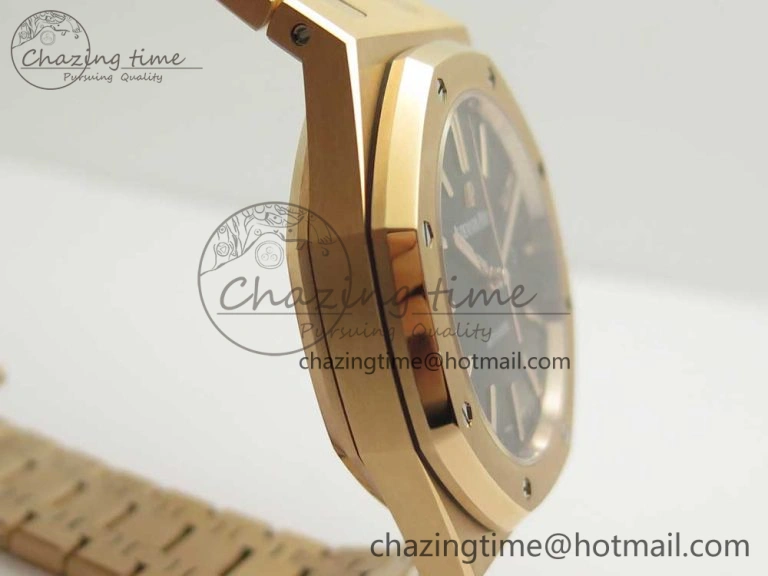 Royal Oak 41mm 15400 RG JF 1:1 Best Edition Black Textured Dial on RG Bracelet A3120 V ComfortFit 4877