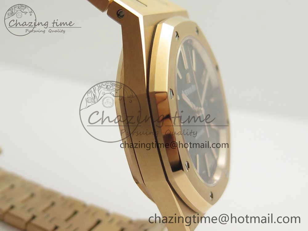 Royal Oak 41mm 15400 RG JF 1:1 Best Edition Black Textured Dial on RG Bracelet A3120 V ComfortFit 4877
