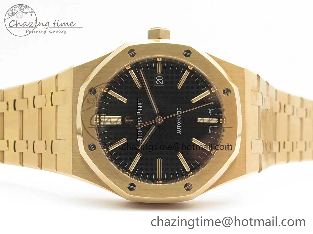 Royal Oak 41mm 15400 RG JF 1:1 Best Edition Black Textured Dial on RG Bracelet A3120 V ComfortFit 4877