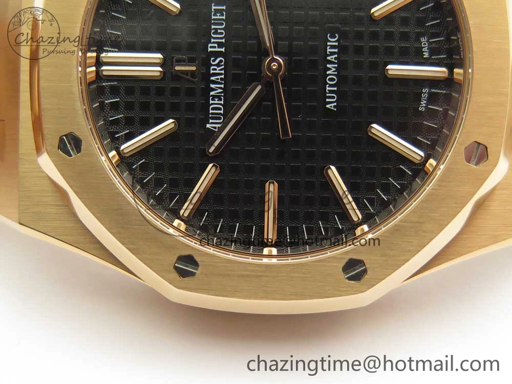 Royal Oak 41mm 15400 RG JF 1:1 Best Edition Black Textured Dial on RG Bracelet A3120 V ComfortFit 4877