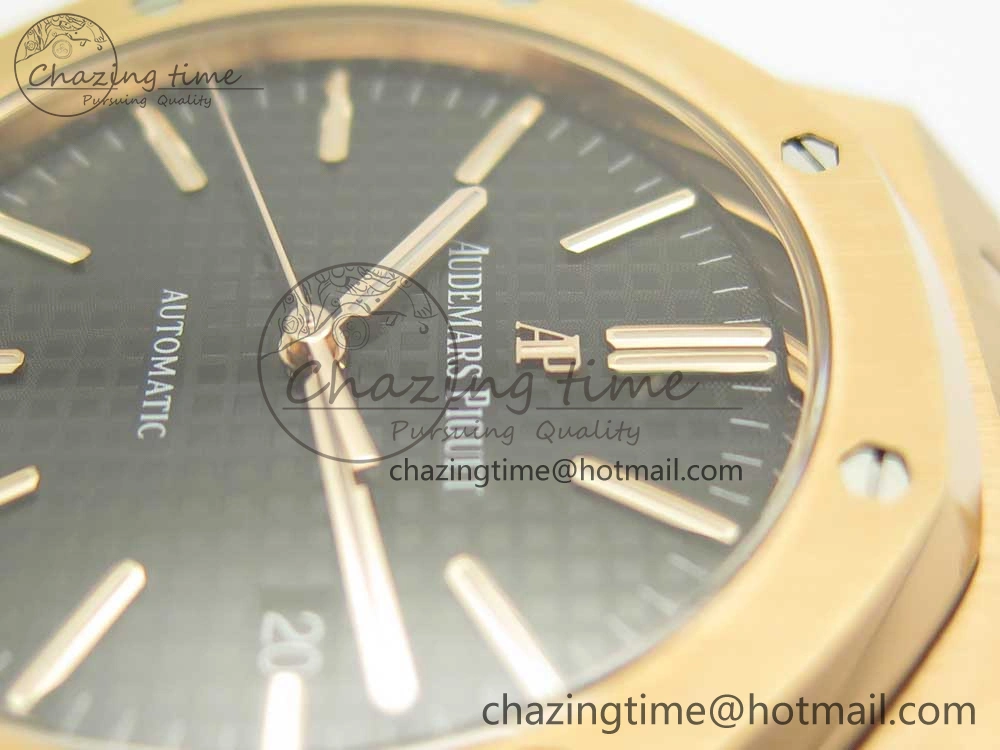 Royal Oak 41mm 15400 RG JF 1:1 Best Edition Black Textured Dial on RG Bracelet A3120 V ComfortFit 4877