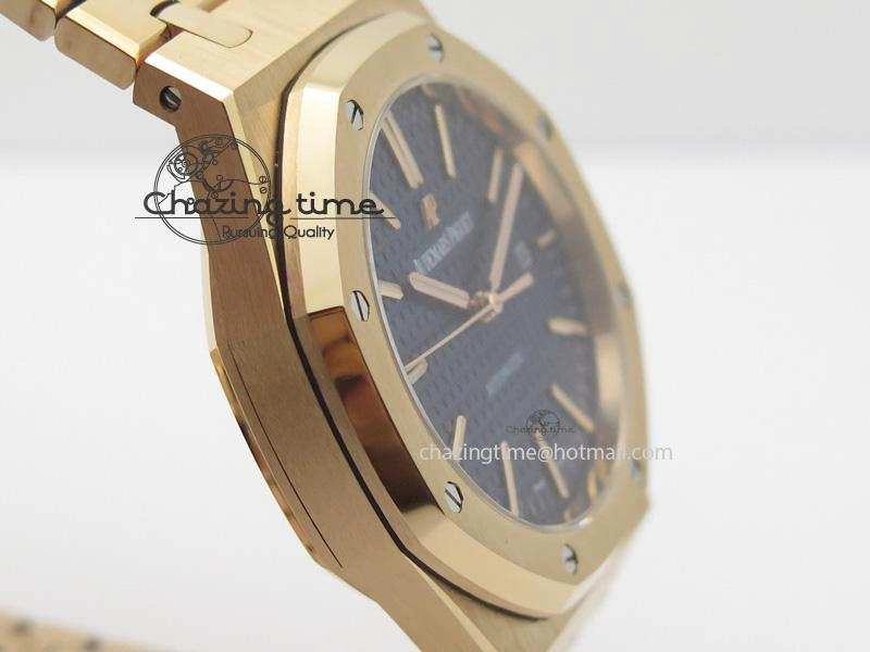 Effortless Royal Oak 41mm 15400 RG JF 1:1 Best Edition Blue Dial On RG Bracelet A 5075