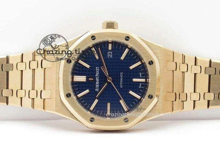 Effortless Royal Oak 41mm 15400 RG JF 1:1 Best Edition Blue Dial On RG Bracelet A 5075