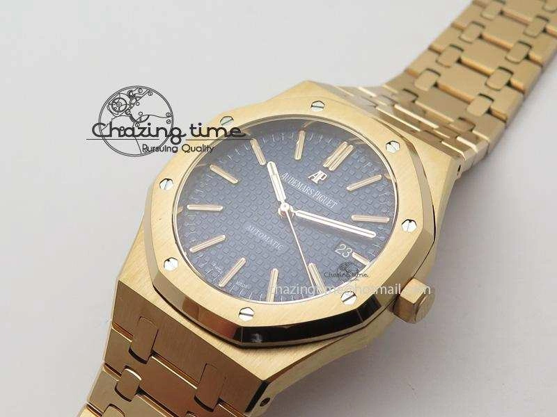 Effortless Royal Oak 41mm 15400 RG JF 1:1 Best Edition Blue Dial On RG Bracelet A 5075