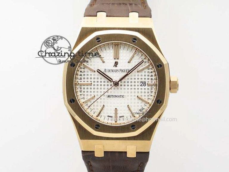 Trendsetting Royal Oak 41mm 15400 RG JF 1:1 Best Edition Silver Dial On Brown Leather Strap A 5107