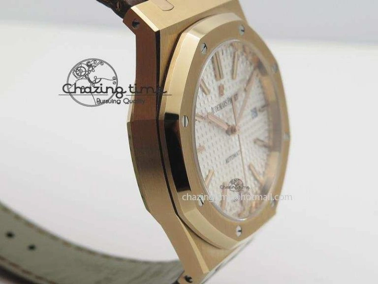 Trendsetting Royal Oak 41mm 15400 RG JF 1:1 Best Edition Silver Dial On Brown Leather Strap A 5107