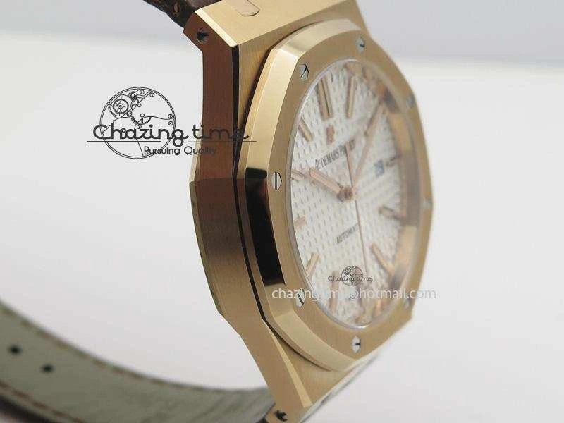 Trendsetting Royal Oak 41mm 15400 RG JF 1:1 Best Edition Silver Dial On Brown Leather Strap A 5107