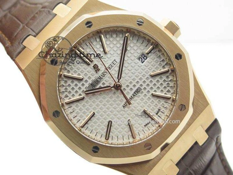 Trendsetting Royal Oak 41mm 15400 RG JF 1:1 Best Edition Silver Dial On Brown Leather Strap A 5107