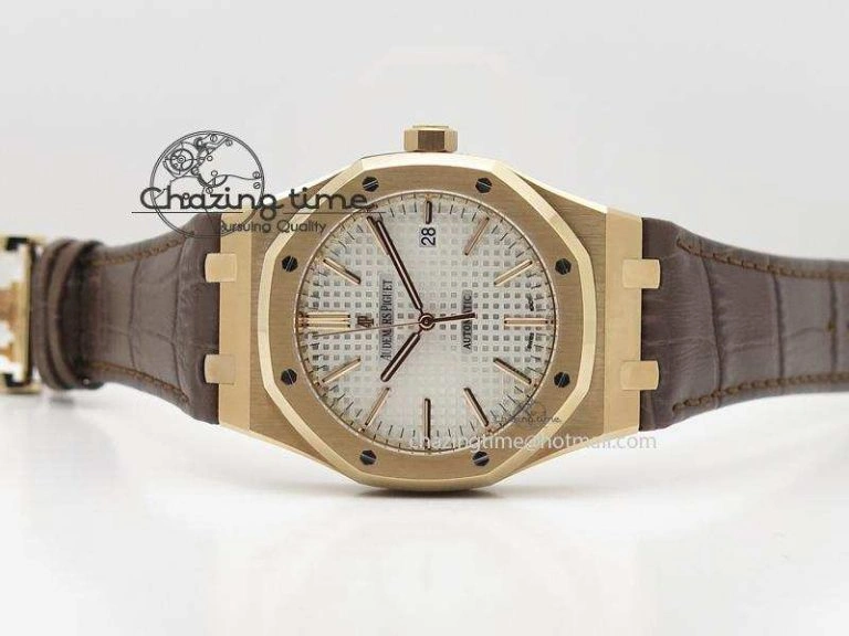 Trendsetting Royal Oak 41mm 15400 RG JF 1:1 Best Edition Silver Dial On Brown Leather Strap A 5107
