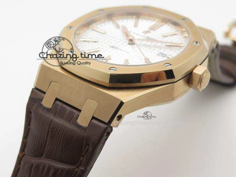 Trendsetting Royal Oak 41mm 15400 RG JF 1:1 Best Edition Silver Dial On Brown Leather Strap A 5107