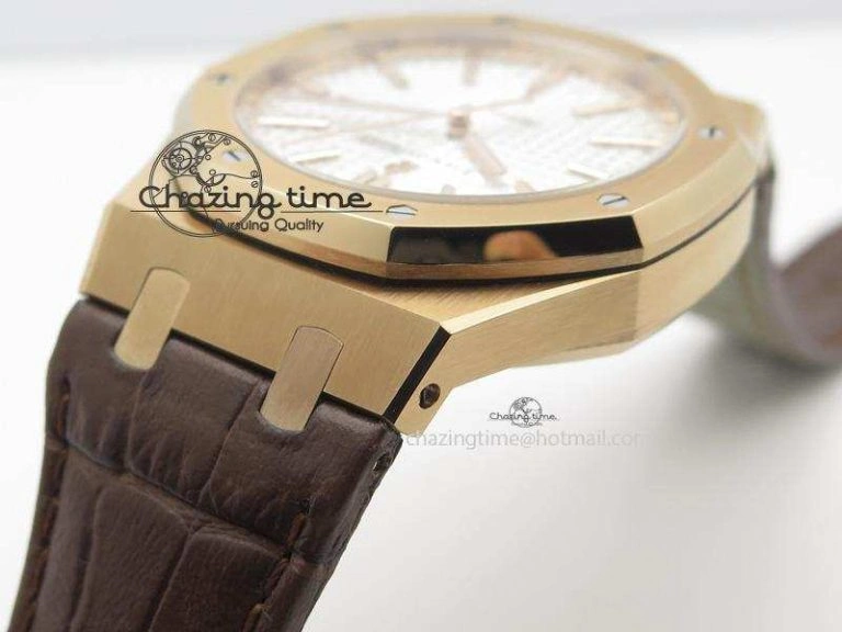 Trendsetting Royal Oak 41mm 15400 RG JF 1:1 Best Edition Silver Dial On Brown Leather Strap A 5107
