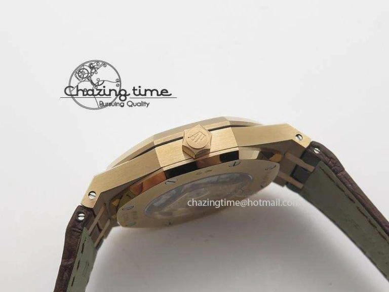 Trendsetting Royal Oak 41mm 15400 RG JF 1:1 Best Edition Silver Dial On Brown Leather Strap A 5107