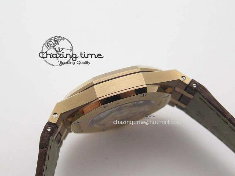 Trendsetting Royal Oak 41mm 15400 RG JF 1:1 Best Edition Silver Dial On Brown Leather Strap A 5107