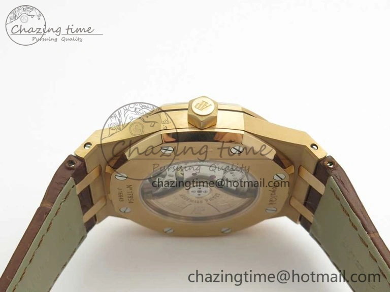 Royal Oak 41mm 15400 RG JF 1:1 Best Edition White Textured Dial on Brown Leather Strap A3120 V HighPerformance 4878