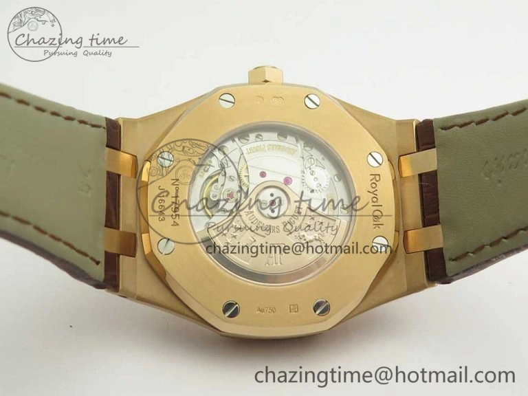 Royal Oak 41mm 15400 RG JF 1:1 Best Edition White Textured Dial on Brown Leather Strap A3120 V HighPerformance 4878