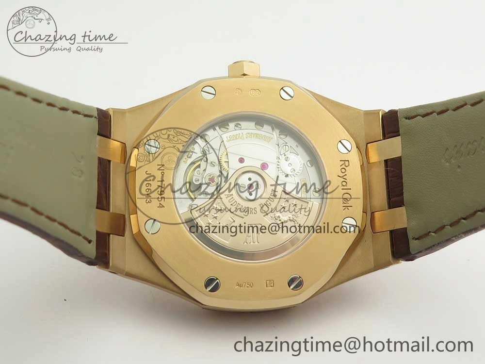 Royal Oak 41mm 15400 RG JF 1:1 Best Edition White Textured Dial on Brown Leather Strap A3120 V HighPerformance 4878