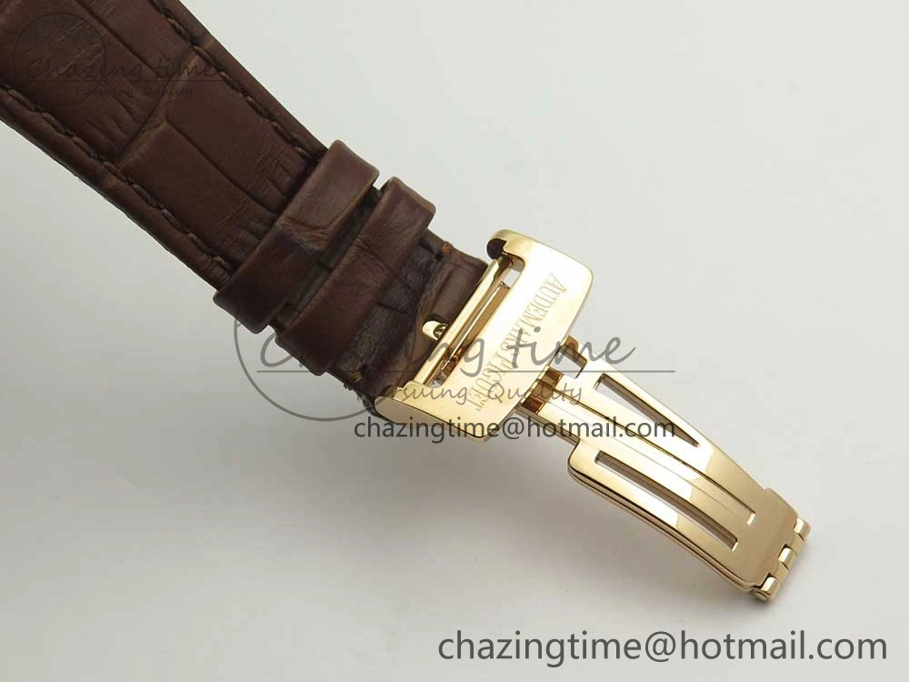 Royal Oak 41mm 15400 RG JF 1:1 Best Edition White Textured Dial on Brown Leather Strap A3120 V HighPerformance 4878