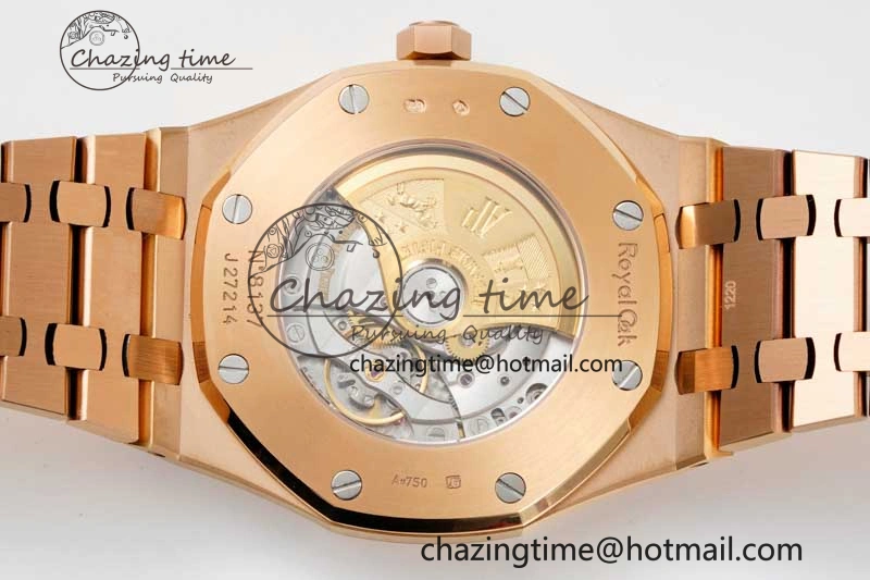 Royal Oak 41mm 15400 RG ZF 1:1 Best Edition Black Textured Dial on RG Bracelet V2 SA3120 Super Clone Youthful 4748