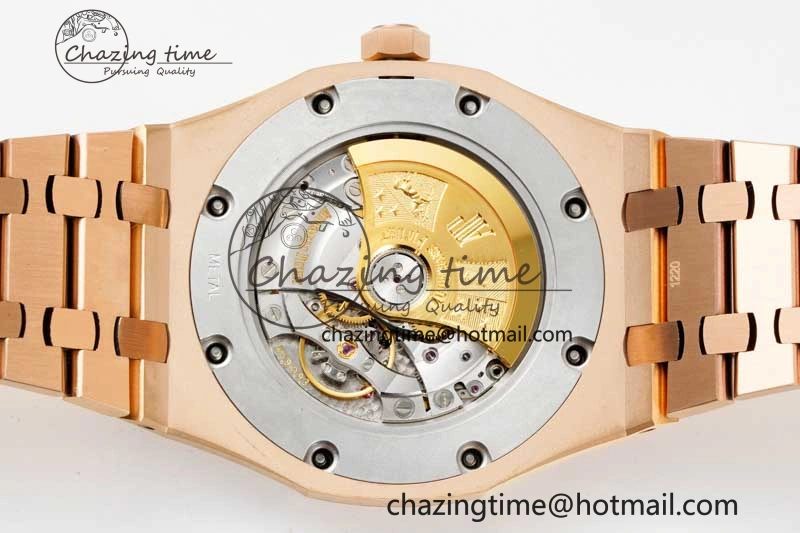 Royal Oak 41mm 15400 RG ZF 1:1 Best Edition Black Textured Dial on RG Bracelet V2 SA3120 Super Clone Youthful 4748