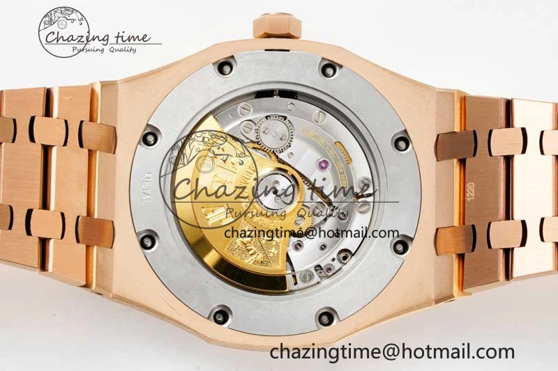 Royal Oak 41mm 15400 RG ZF 1:1 Best Edition Black Textured Dial on RG Bracelet V2 SA3120 Super Clone Youthful 4748