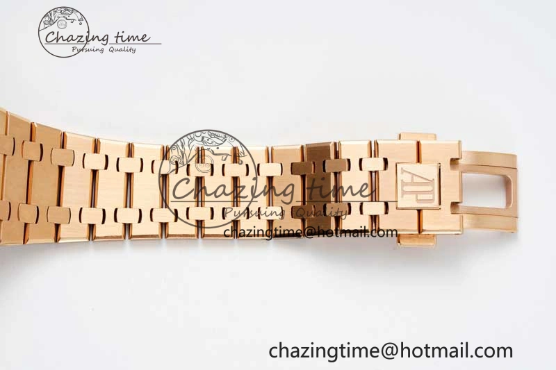 Royal Oak 41mm 15400 RG ZF 1:1 Best Edition Black Textured Dial on RG Bracelet V2 SA3120 Super Clone Youthful 4748