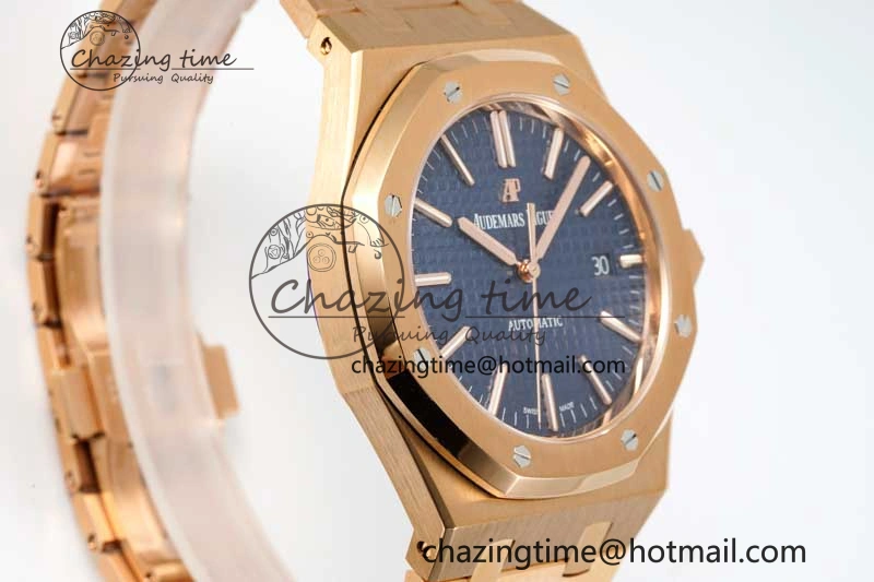 UrbanStyle Royal Oak 41mm 15400 RG ZF 1:1 Best Edition Blue Textured Dial on RG Bracelet V2 SA3120 Super Clone 4745