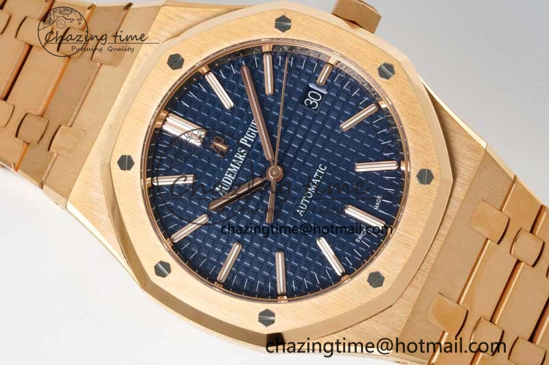 UrbanStyle Royal Oak 41mm 15400 RG ZF 1:1 Best Edition Blue Textured Dial on RG Bracelet V2 SA3120 Super Clone 4745