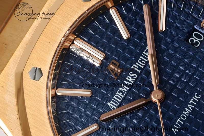 UrbanStyle Royal Oak 41mm 15400 RG ZF 1:1 Best Edition Blue Textured Dial on RG Bracelet V2 SA3120 Super Clone 4745