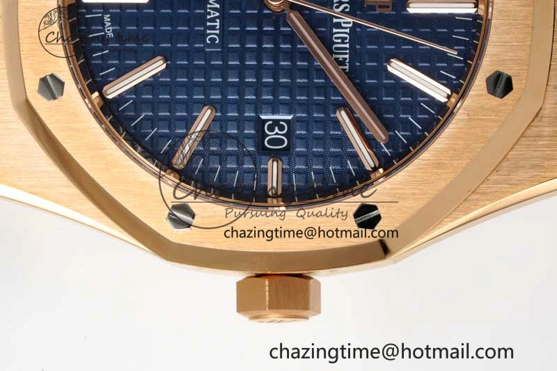 UrbanStyle Royal Oak 41mm 15400 RG ZF 1:1 Best Edition Blue Textured Dial on RG Bracelet V2 SA3120 Super Clone 4745