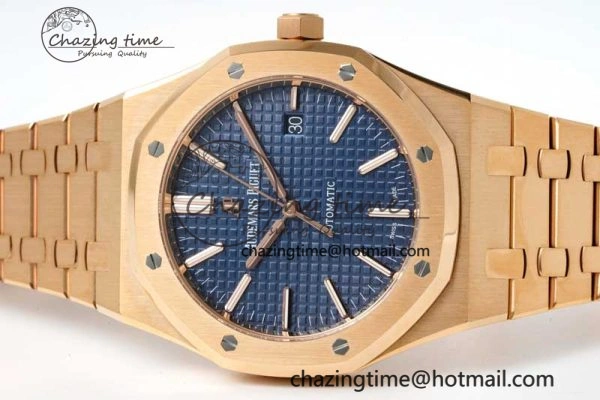 UrbanStyle Royal Oak 41mm 15400 RG ZF 1:1 Best Edition Blue Textured Dial on RG Bracelet V2 SA3120 Super Clone 4745