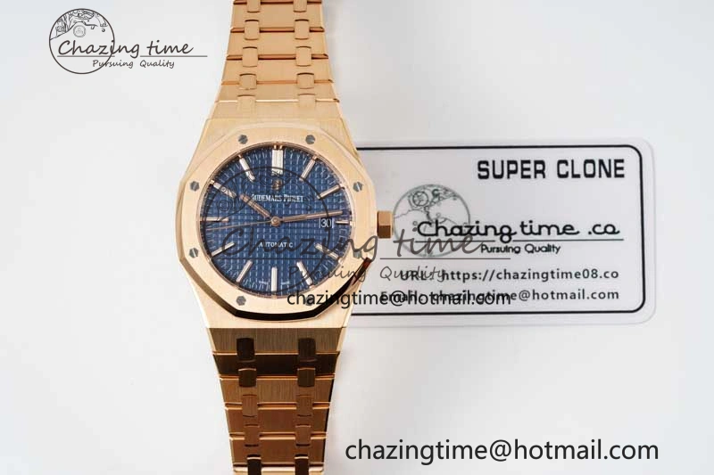 UrbanStyle Royal Oak 41mm 15400 RG ZF 1:1 Best Edition Blue Textured Dial on RG Bracelet V2 SA3120 Super Clone 4745