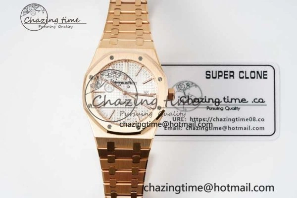 Reliable Royal Oak 41mm 15400 RG ZF 1:1 Best Edition White Textured Dial on RG Bracelet V2 SA3120 Super Clone 4746