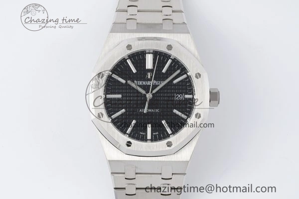 Royal Oak 41mm 15400 SS APSF 1:1 Best Edition Black Textured Dial on SS Bracelet A3120 Super Clone V NewStyle 4728
