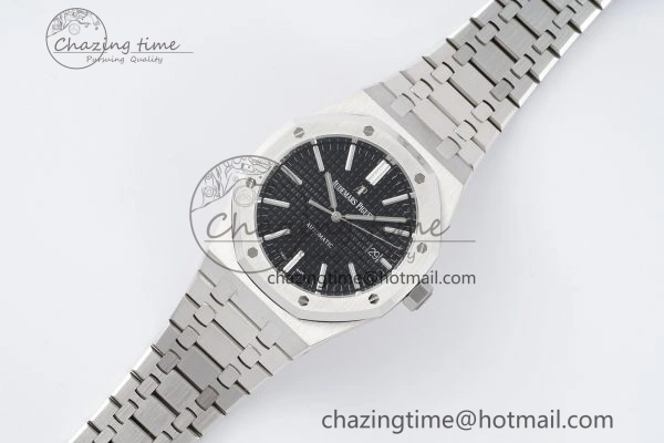 Royal Oak 41mm 15400 SS APSF 1:1 Best Edition Black Textured Dial on SS Bracelet A3120 Super Clone V NewStyle 4728