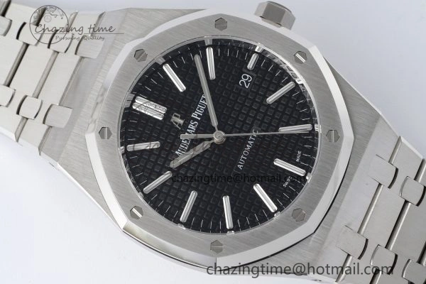 Royal Oak 41mm 15400 SS APSF 1:1 Best Edition Black Textured Dial on SS Bracelet A3120 Super Clone V NewStyle 4728