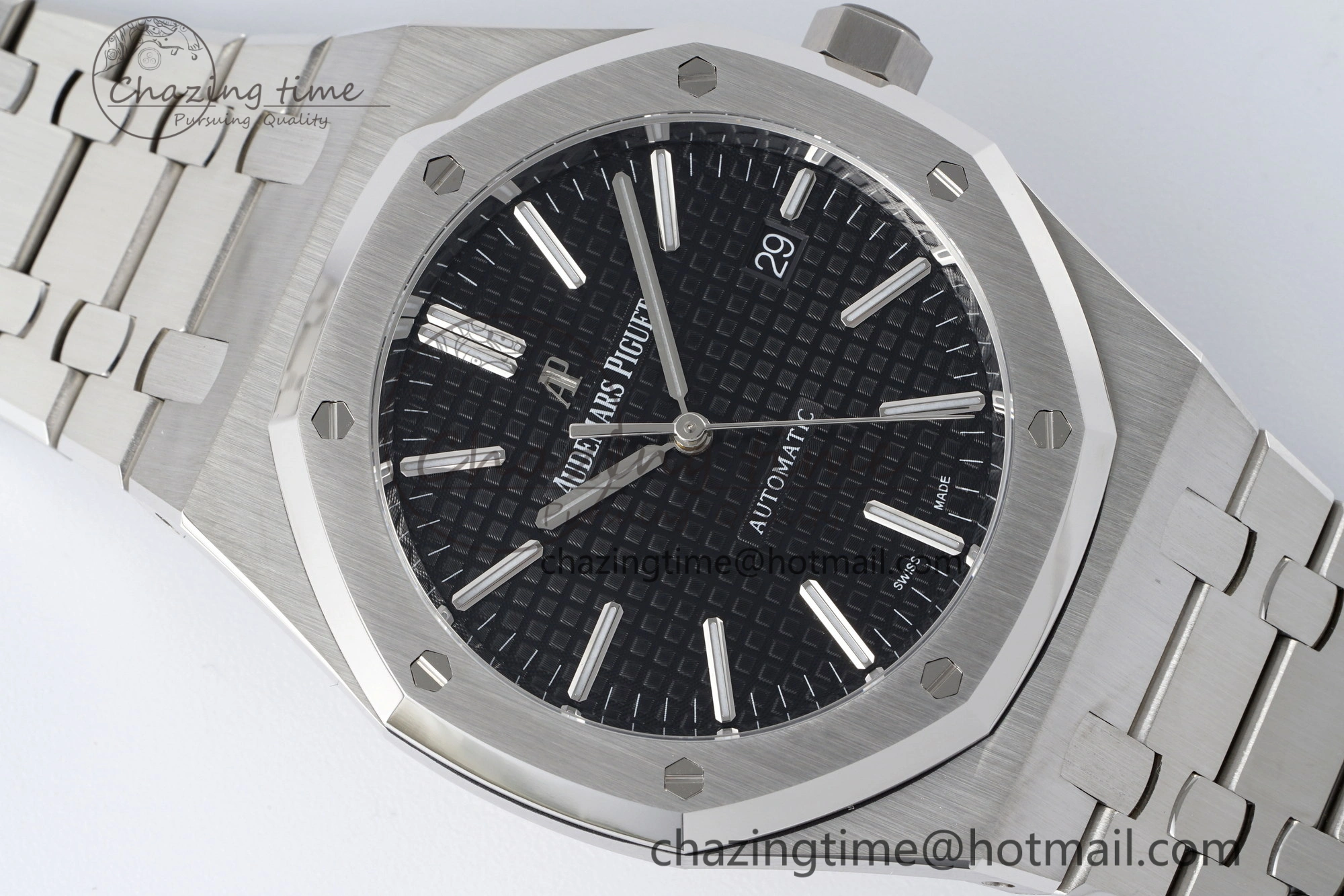 Royal Oak 41mm 15400 SS APSF 1:1 Best Edition Black Textured Dial on SS Bracelet A3120 Super Clone V NewStyle 4728