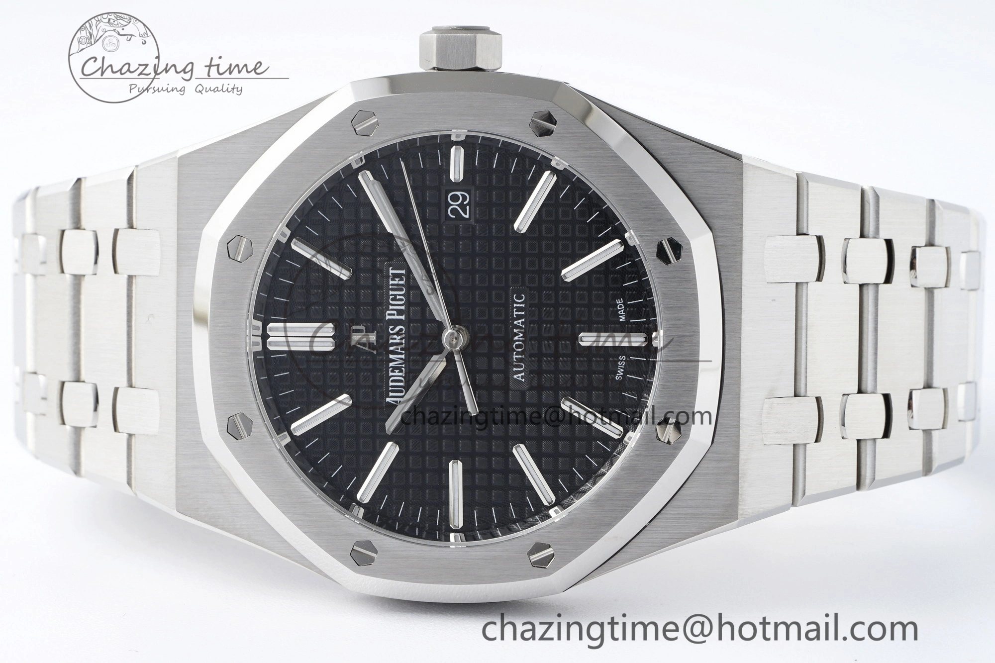 Royal Oak 41mm 15400 SS APSF 1:1 Best Edition Black Textured Dial on SS Bracelet A3120 Super Clone V NewStyle 4728