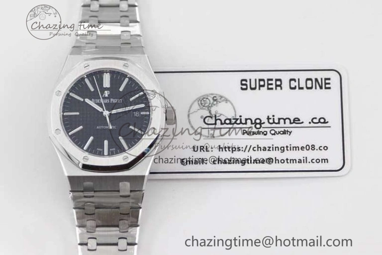 Royal Oak 41mm 15400 SS APSF 1:1 Best Edition Black Textured Dial on SS Bracelet A3120 Super Clone Supportive 4780