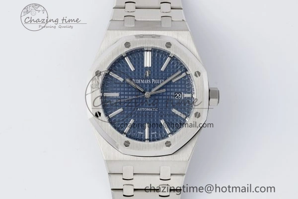 Royal Oak 41mm 15400 SS APSF 1:1 Best Edition Blue Textured Dial on SS Bracelet A3120 Super Clone V SunProtective 4726