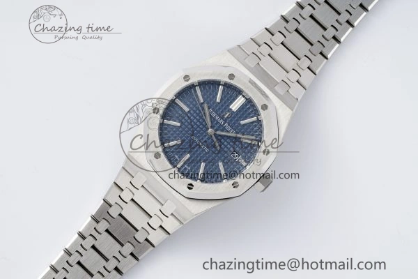 Royal Oak 41mm 15400 SS APSF 1:1 Best Edition Blue Textured Dial on SS Bracelet A3120 Super Clone V SunProtective 4726