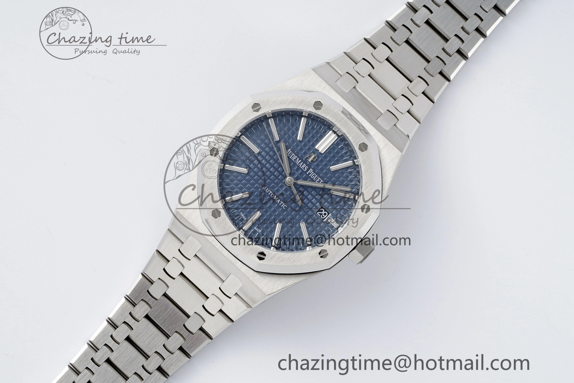 Royal Oak 41mm 15400 SS APSF 1:1 Best Edition Blue Textured Dial on SS Bracelet A3120 Super Clone V SunProtective 4726