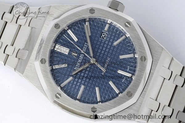 Royal Oak 41mm 15400 SS APSF 1:1 Best Edition Blue Textured Dial on SS Bracelet A3120 Super Clone V SunProtective 4726