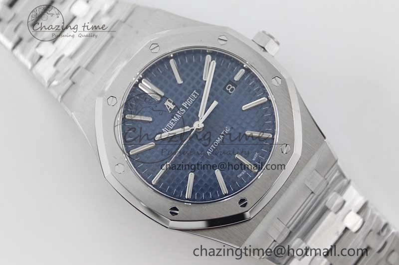 Royal Oak 41mm 15400 SS APSF 1:1 Best Edition Blue Textured Dial on SS Bracelet A3120 Super Clone Premium 4776