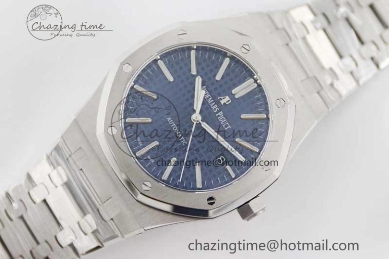 Royal Oak 41mm 15400 SS APSF 1:1 Best Edition Blue Textured Dial on SS Bracelet A3120 Super Clone Premium 4776