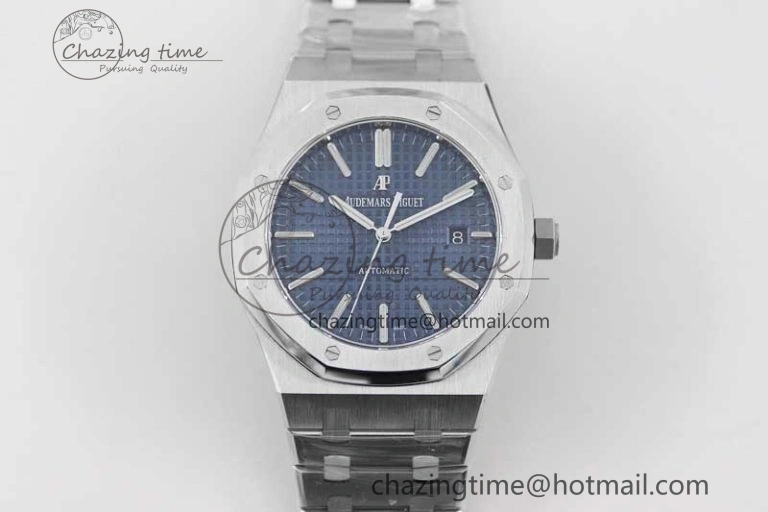 Royal Oak 41mm 15400 SS APSF 1:1 Best Edition Blue Textured Dial on SS Bracelet A3120 Super Clone Premium 4776
