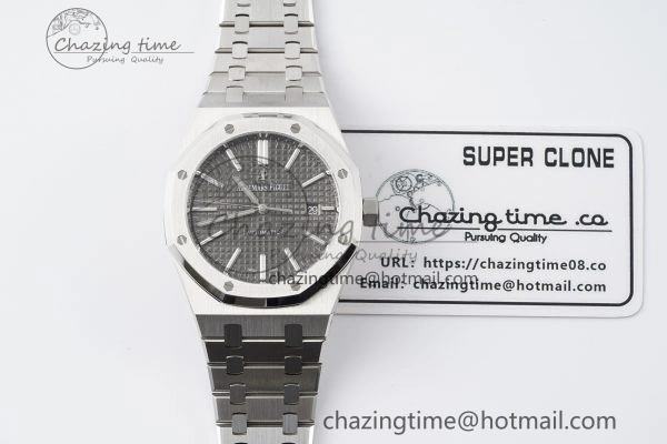 RelaxedFit Royal Oak 41mm 15400 SS APSF 1:1 Best Edition Gray Textured Dial on SS Bracelet A3120 Super Clone V 4730