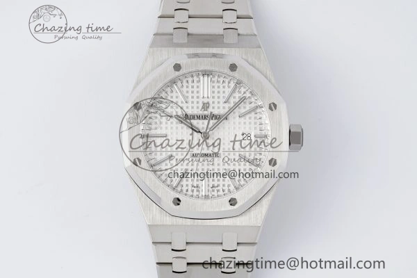 Cozy Royal Oak 41mm 15400 SS APSF 1:1 Best Edition White Textured Dial on SS Bracelet A3120 Super Clone V 4729